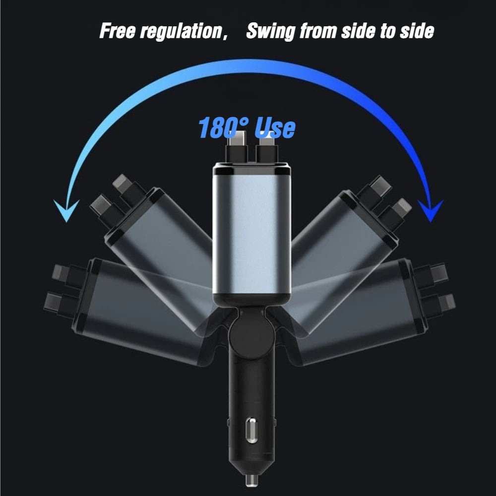 4-In-1 Retractable Car Charger With USB-C And 8-Pin Cables by S And B Enterprise