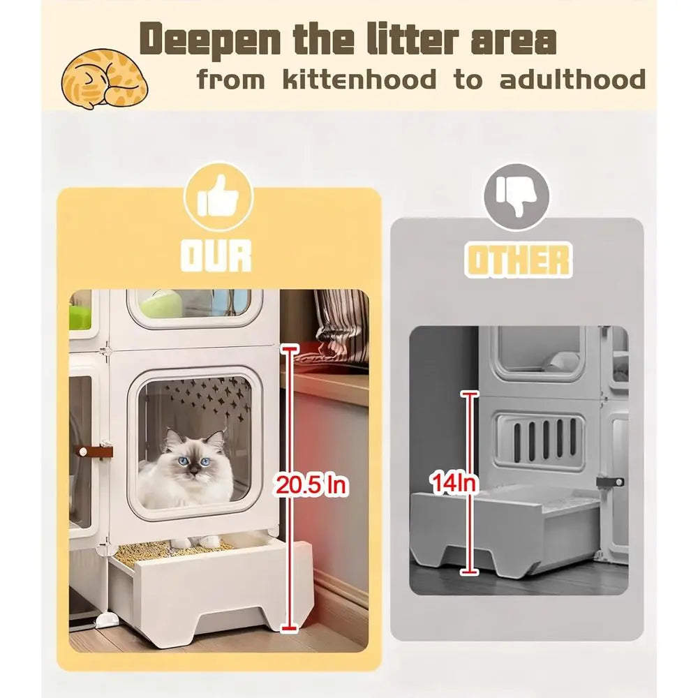 Expandable Metal Cat Enclosure With Litter Box And Clear Door by S And B Enterprise