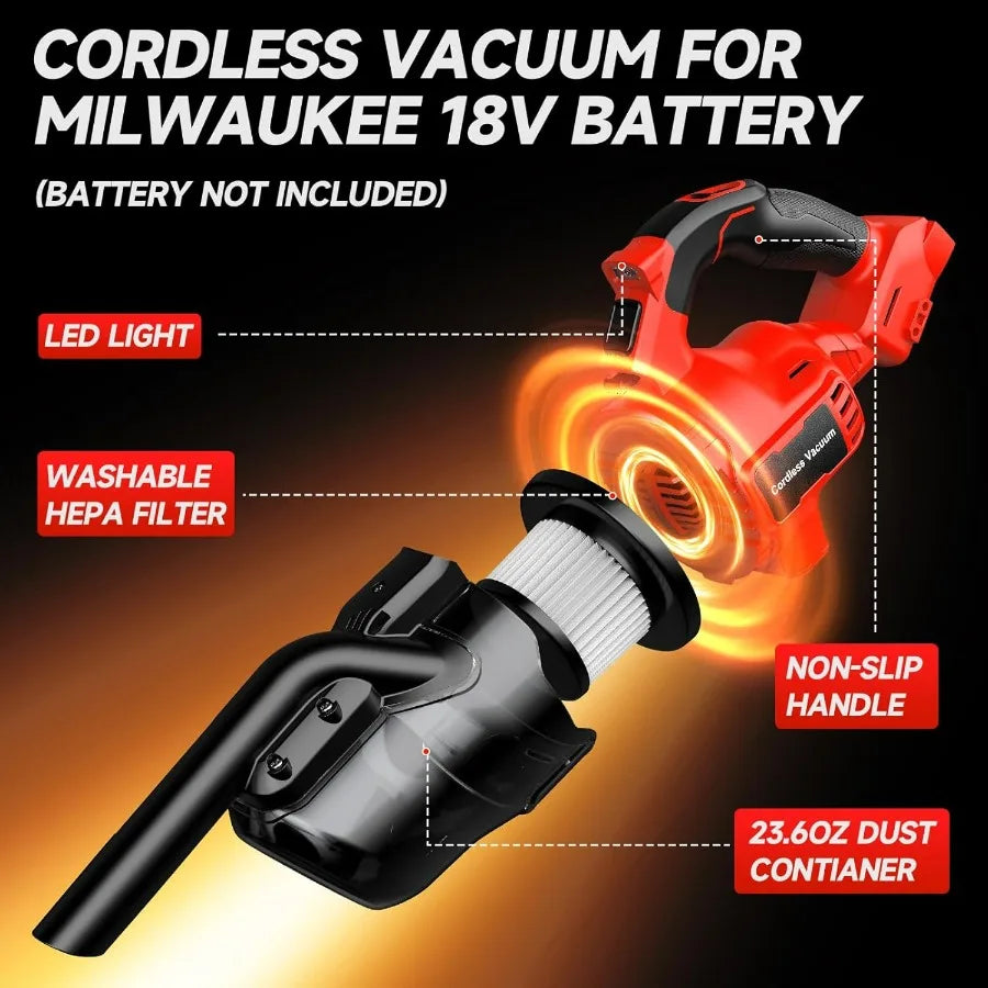 Cordless Vacuum For Milwaukee M18 Battery 5-In-1 Portable Shop Vac