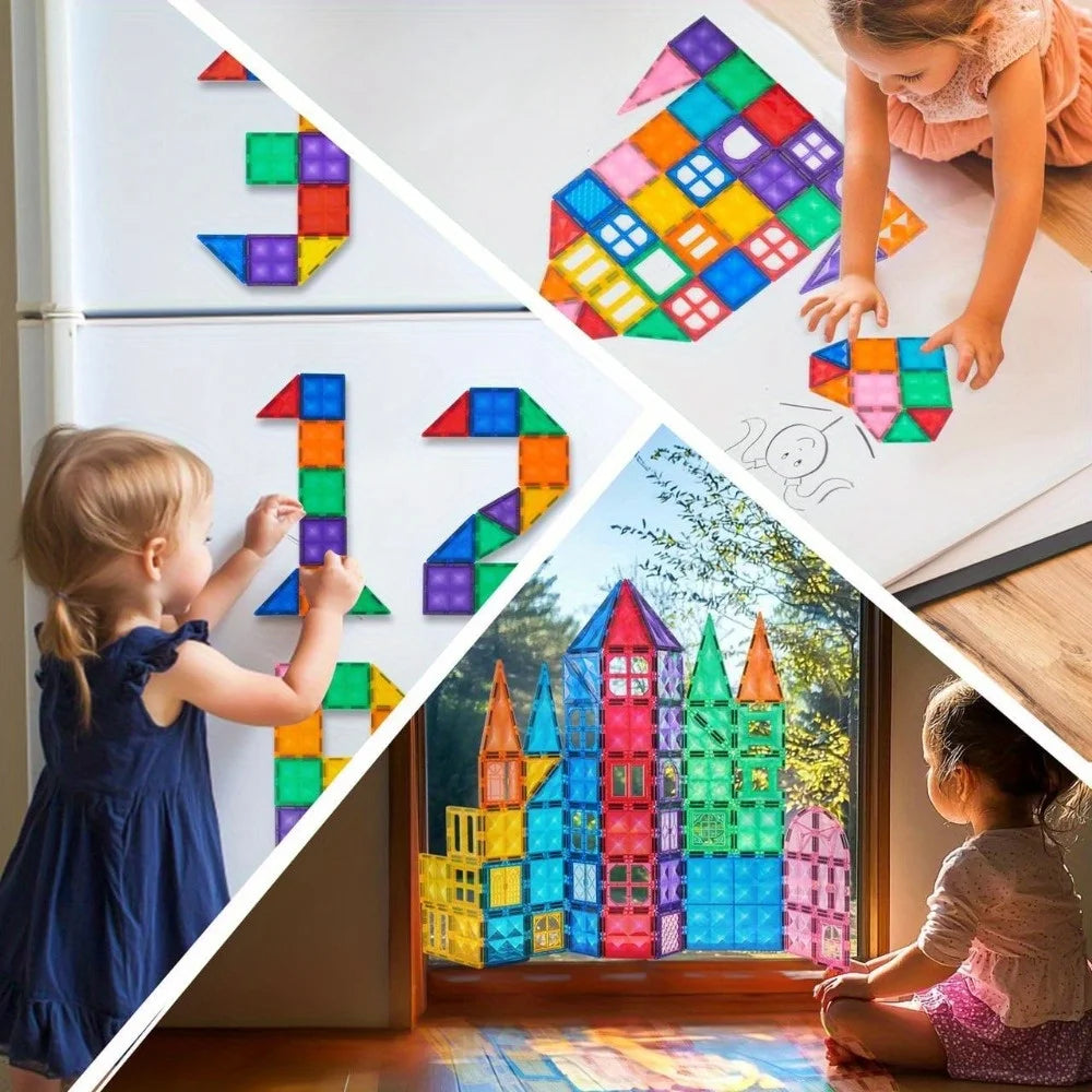 JOYFY 110/66/50 PCS Magnetic Building Tile 3D Magnet Tiles with Vehicle Construction Blocks Set for Kids Birthday Chirstmas Gift by S And B Enterprise