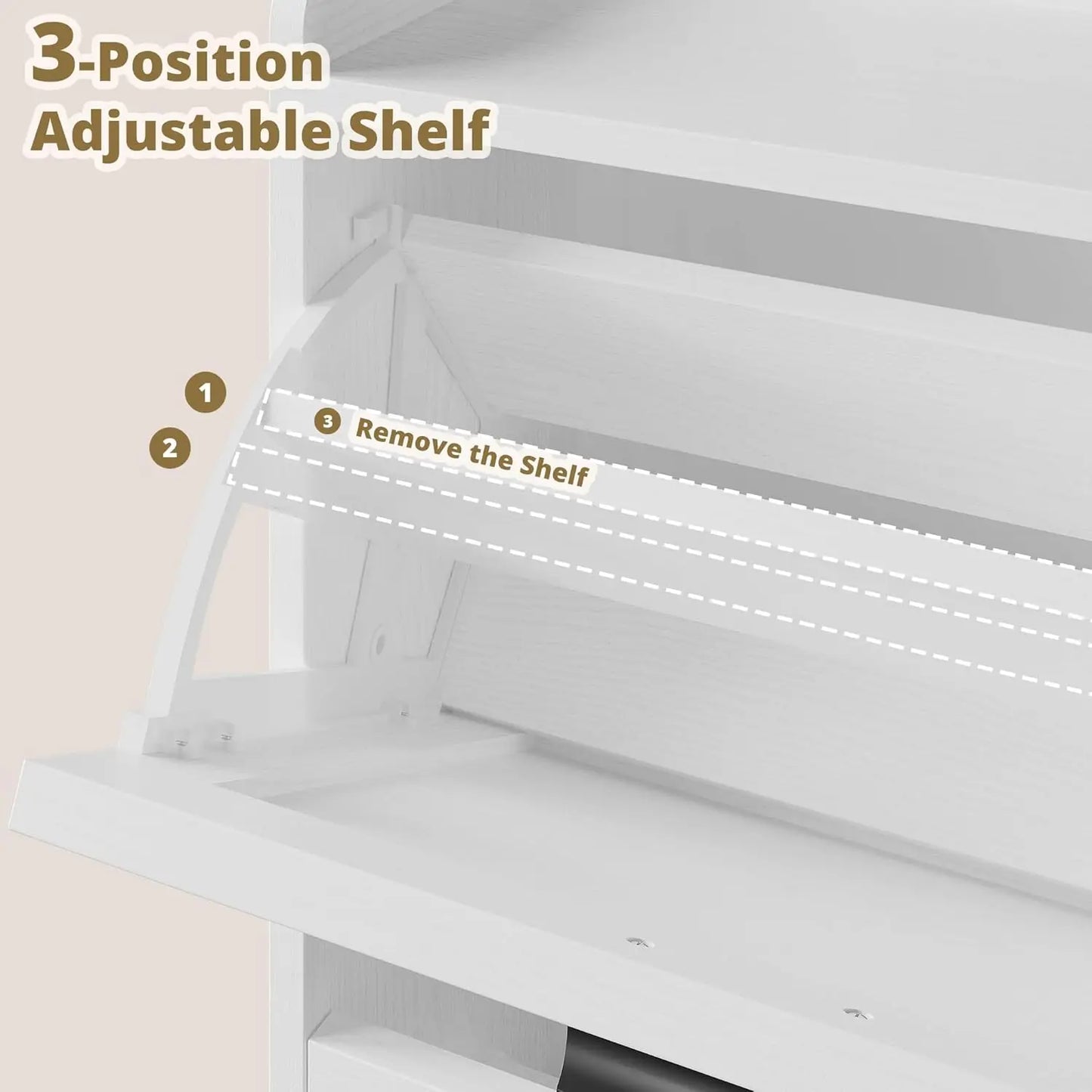 Farmhouse Shoe Storage Cabinet With Four Flip Drawers