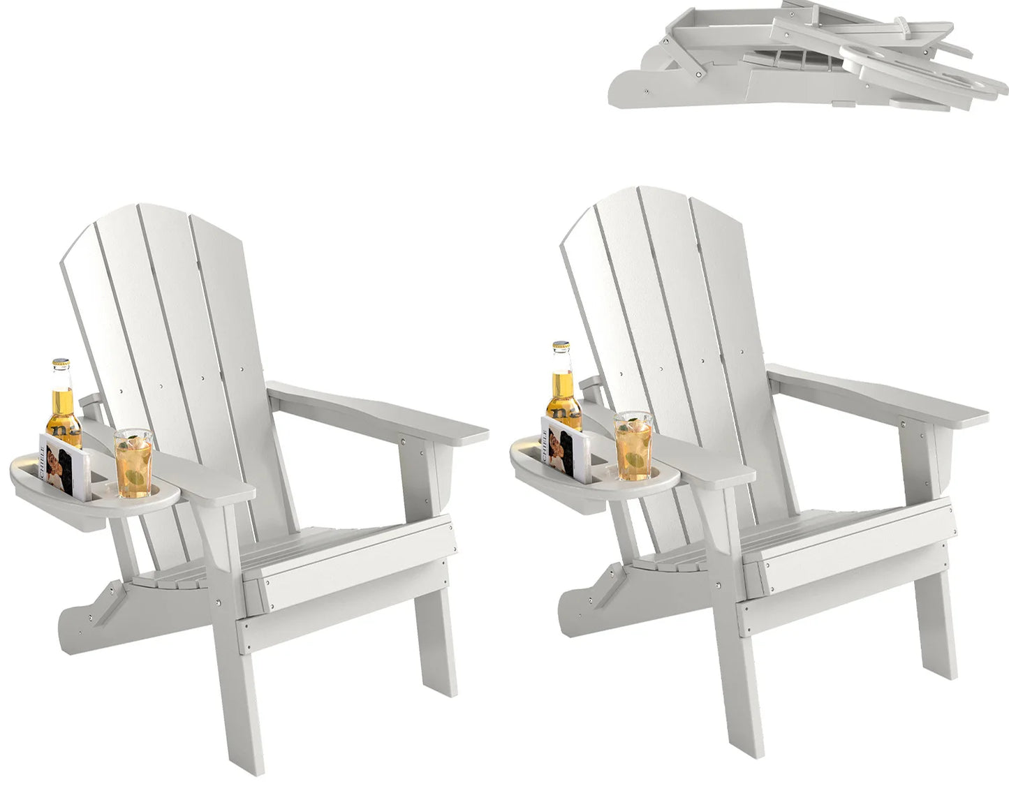 FOOWIN Folding Adirondack Chair With Cup Holder Outdoor by S And B Enterprise