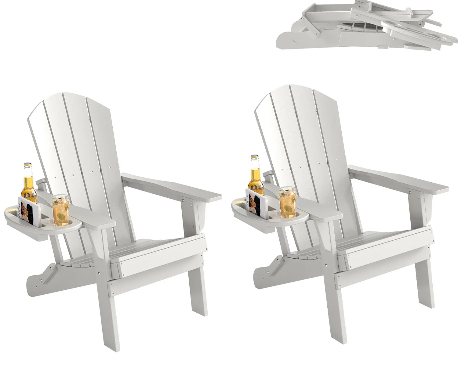 FOOWIN Folding Adirondack Chair With Cup Holder Outdoor by S And B Enterprise