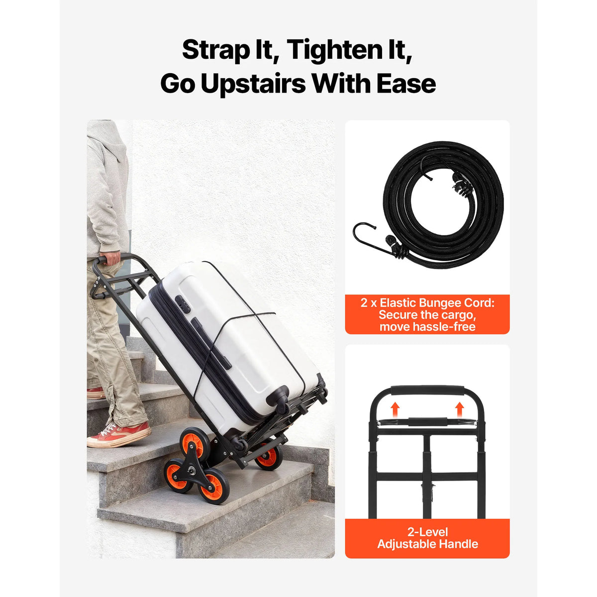 S And B Enterprise SucceBuy stair-climbing cart, heavy-duty folding trolley with telescoping handle, 220 lb capacity