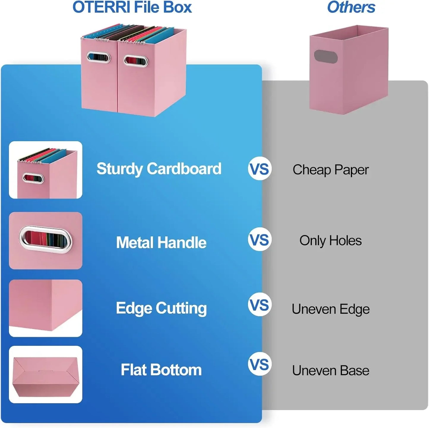 Collapsible File Organizer Box With Portable Handle For Office