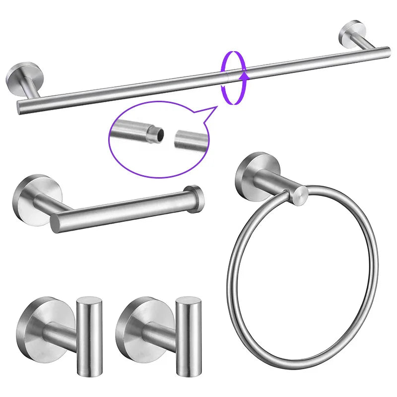 5-Piece Bath Hardware Set Brushed Finish Stainless Steel by S And B Enterprise