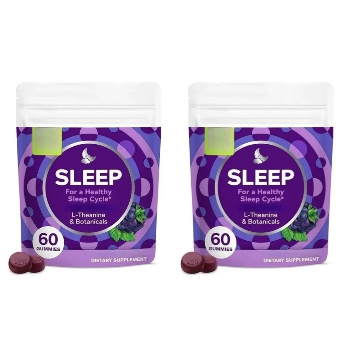 SLEEP Blackberry L-Theanine gummies twin pack by S And B Enterprise, 60 gummies per bag
