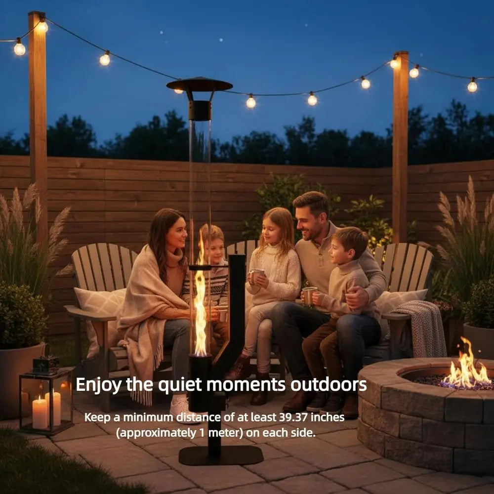 Spiral Flame Glass Tube Patio Heater, Anti-Tip Base, Outdoor Garden Backyard Heating by S And B Enterprise