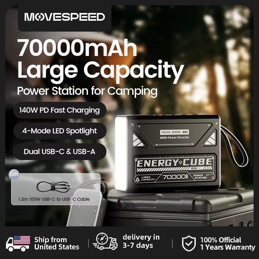 MOVESPEED LED Camping Lantern 70000mAh Large Capacity Battery w/ Rechargeable Lamp LED Emergency Light for Outdoor Power Outage by S And B Enterprise