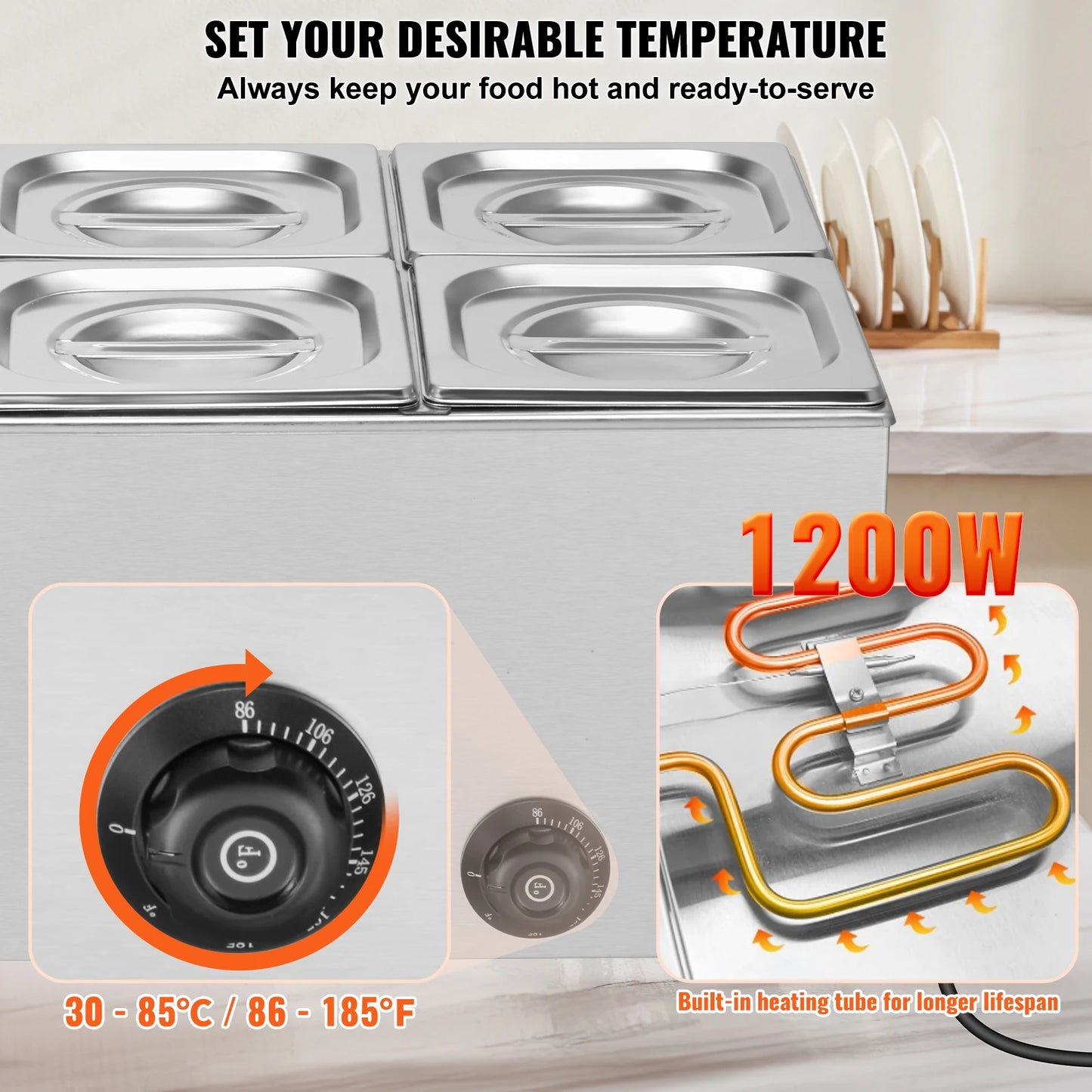 SucceBuy 5 Pan Countertop Food Warmer Electric Steam Table
