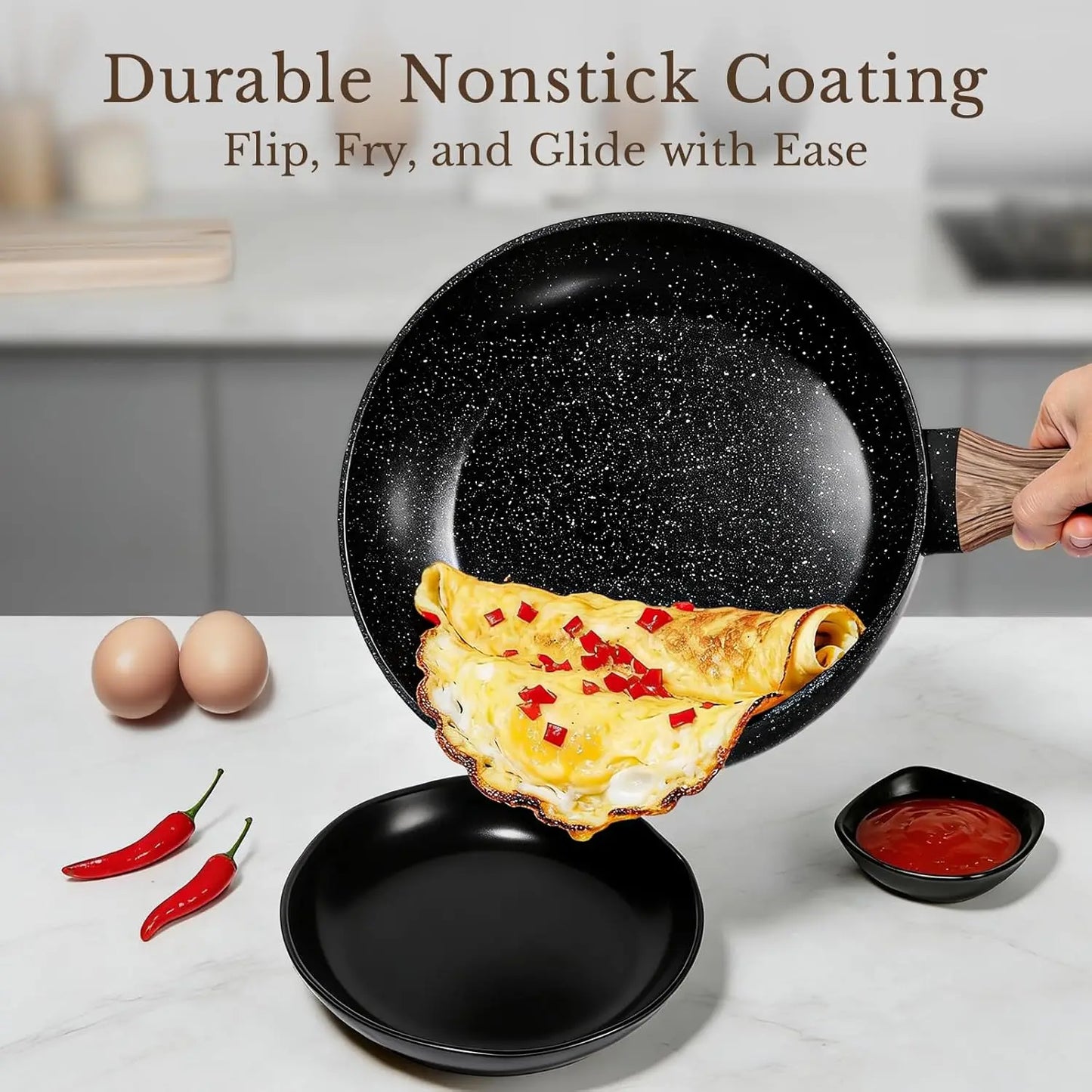 Nonstick Ceramic Cookware Set Induction Compatible PFAS Free