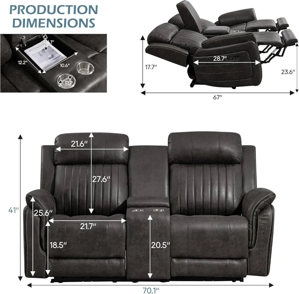 Power Reclining Loveseat With Zero Gravity And USB C Ports