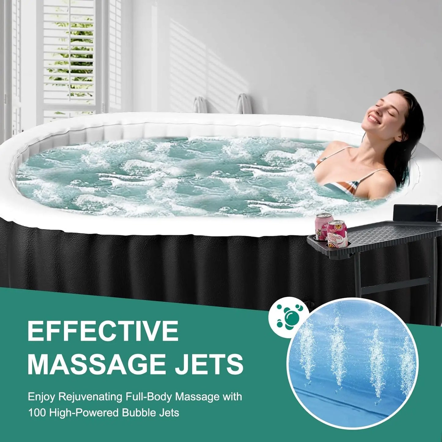 Inflatable Hot Tub With 100 Bubble Jets Portable Spa