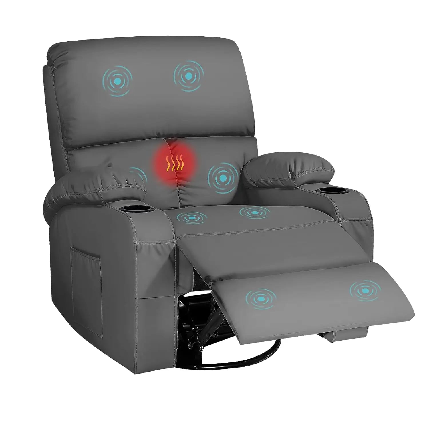 Rocking Recliner Chair With Massage And Heat 360 Swivel by S And B Enterprise