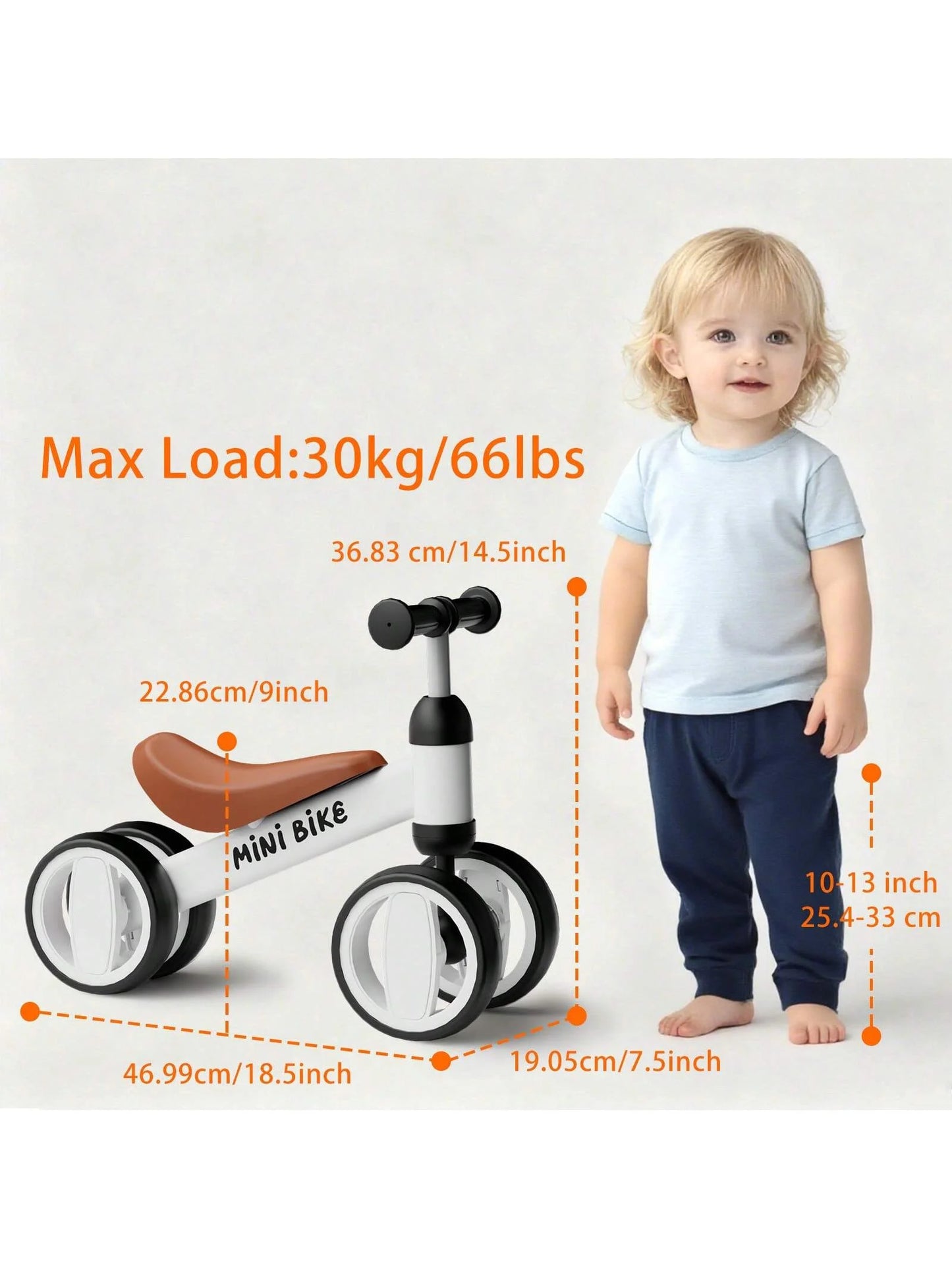 C1 Toddler Balance Bike 4-Wheel No-Pedal Ride On Toy by S And B Enterprise