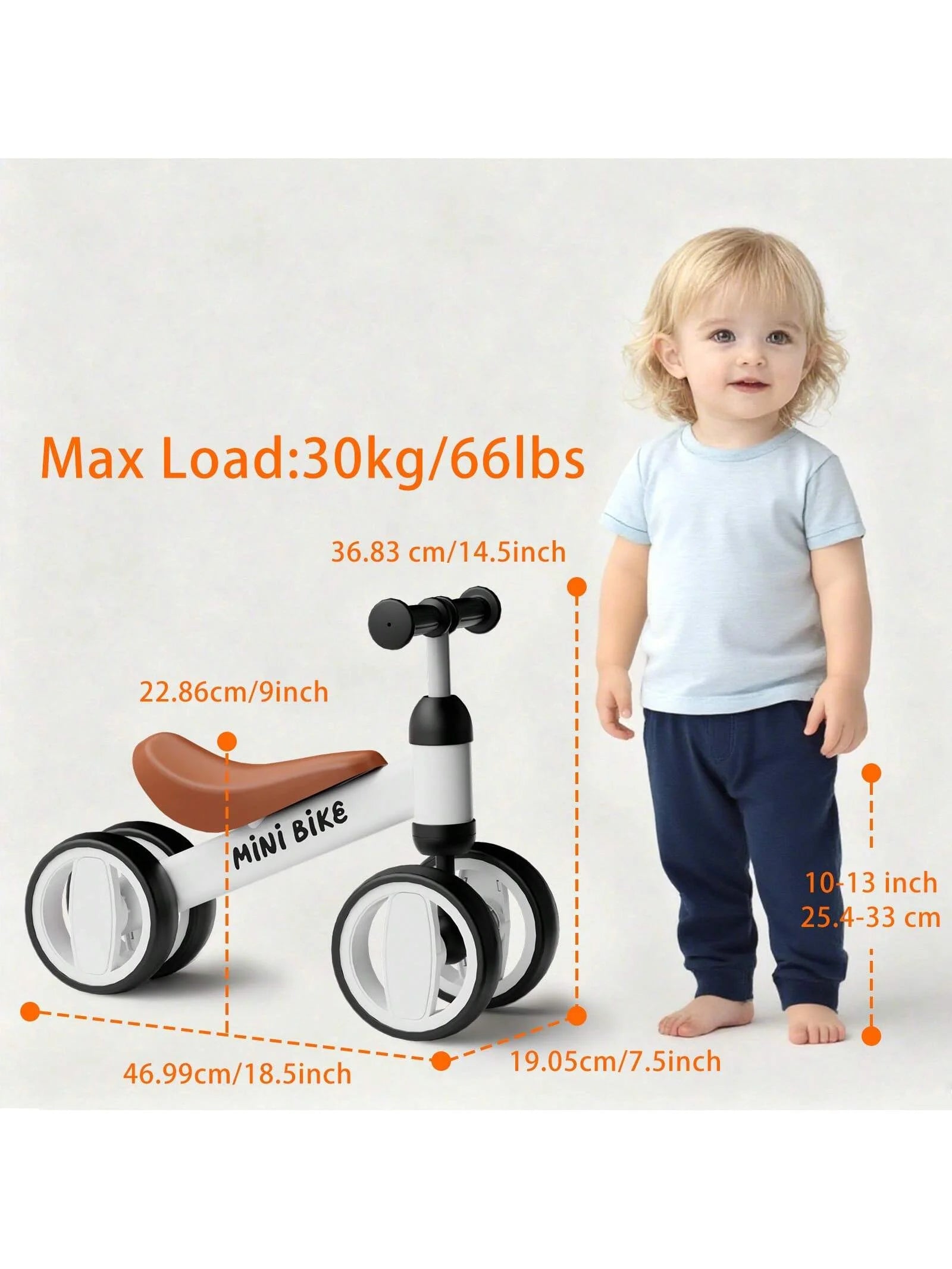 C1 Toddler Balance Bike 4-Wheel No-Pedal Ride On Toy by S And B Enterprise