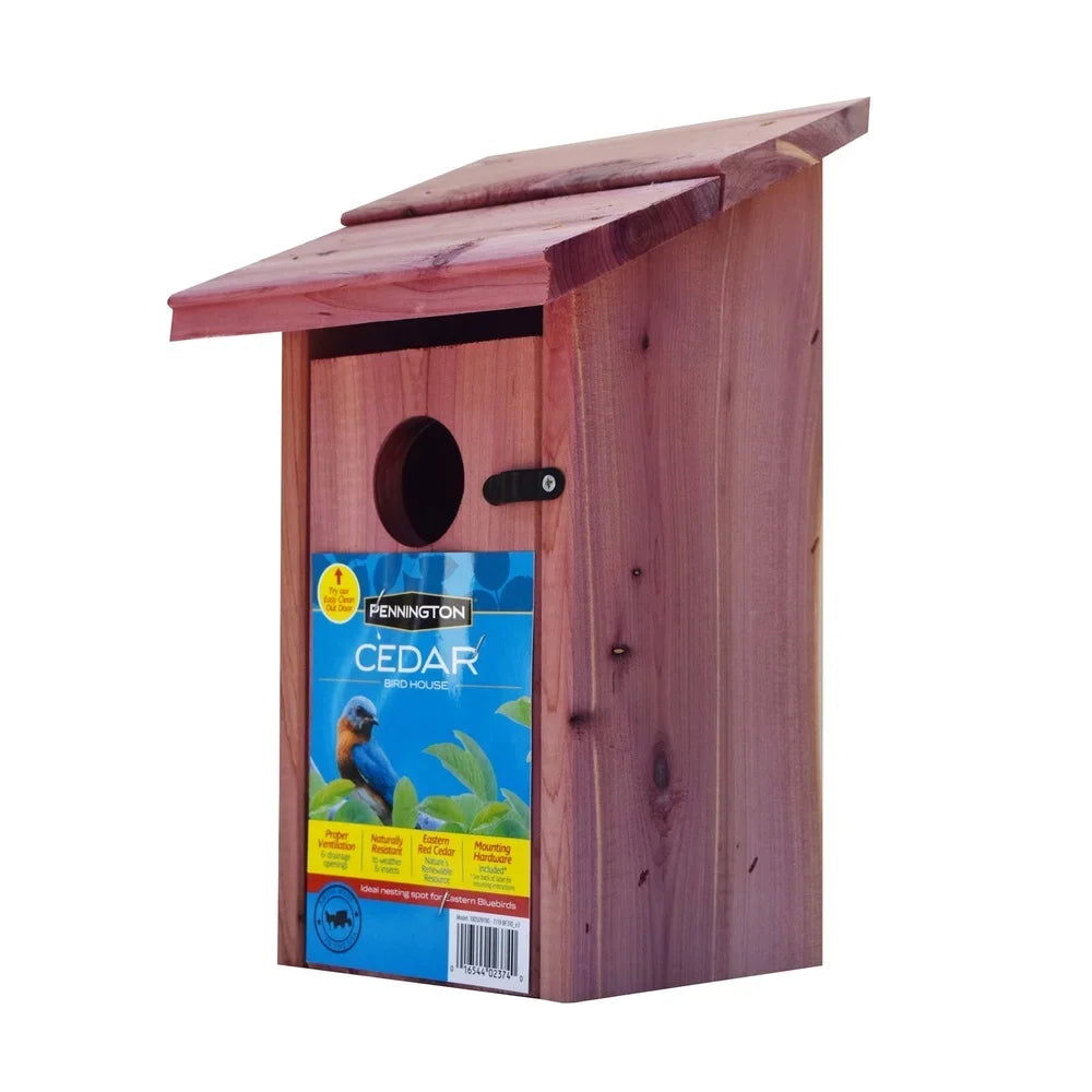 Red Cedar Bluebird House Nesting Box With Ventilated Mounting Pole