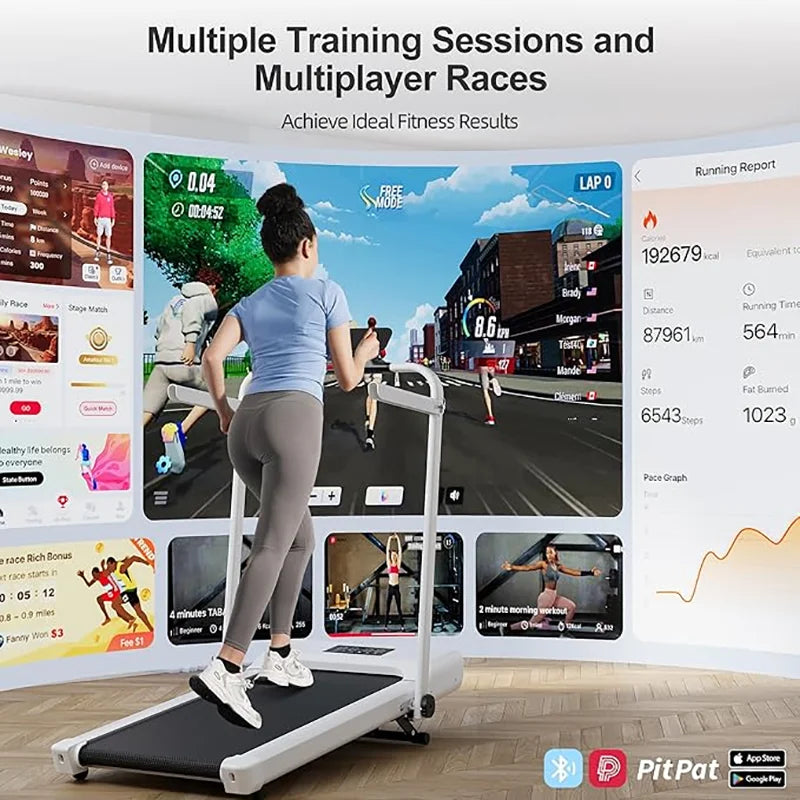 Walking Pad Treadmill With 9 Percent Incline Under Desk Foldable Bluetooth LCD