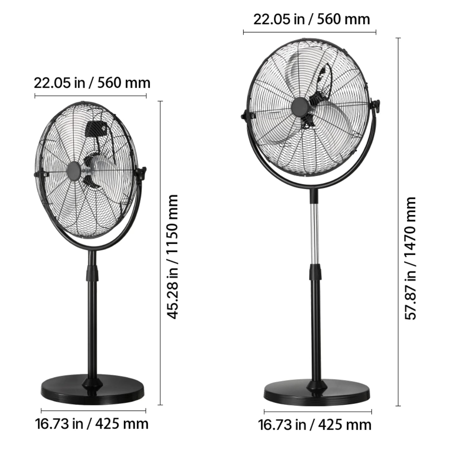 SucceBuy Industrial Pedestal Fan 16/18/24 Inch 75-Degree Oscillating Fan Height Adjustable Standing Fans with 3 Adjustable Speed by S And B Enterprise