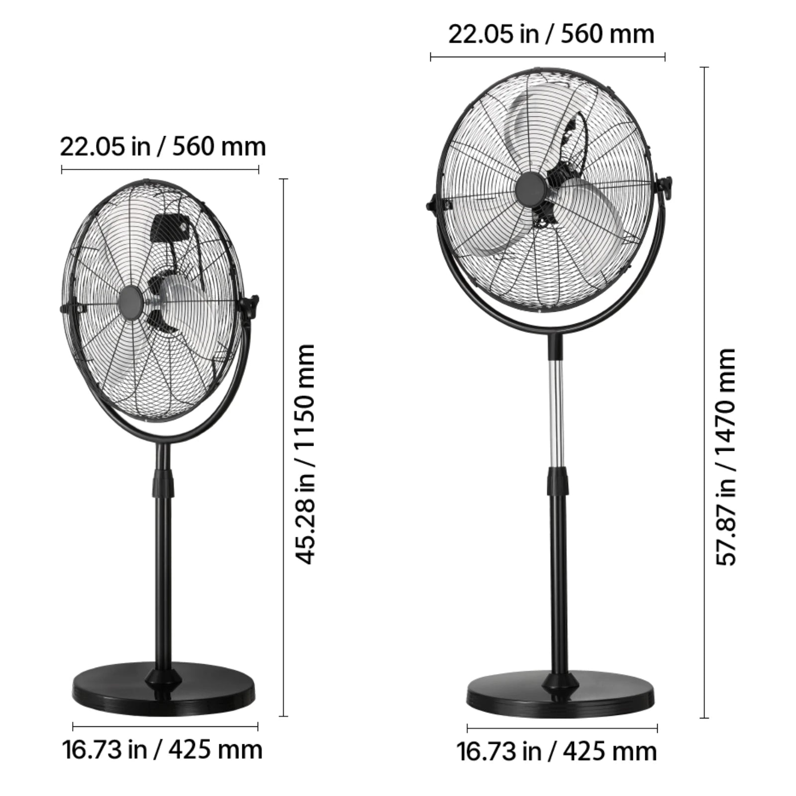 SucceBuy Industrial Pedestal Fan 16/18/24 Inch 75-Degree Oscillating Fan Height Adjustable Standing Fans with 3 Adjustable Speed by S And B Enterprise