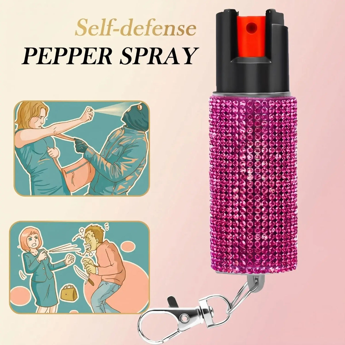 Bear and dog repellent pepper spray, 50ml with safety lock, S And B Enterprise, pink rhinestone bottle
