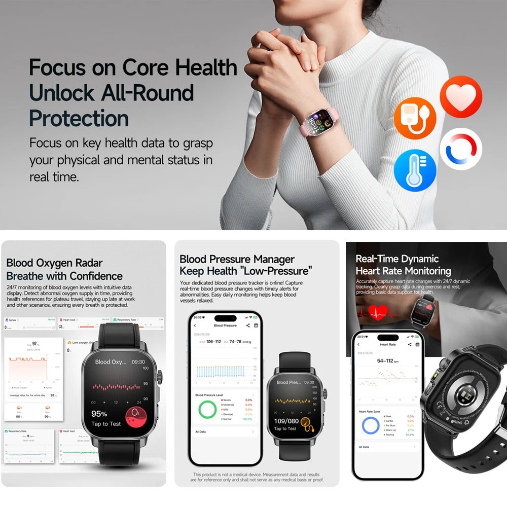 Uric Acid Lipid Health Smartwatch With ECG PPG Bluetooth Call