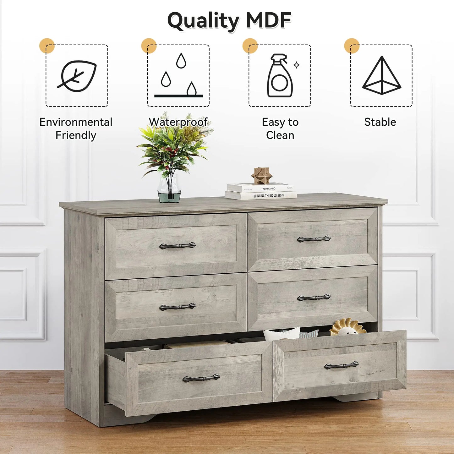 Studyset 6 Drawer Wood Dresser For Bedroom And Living Room by S And B Enterprise