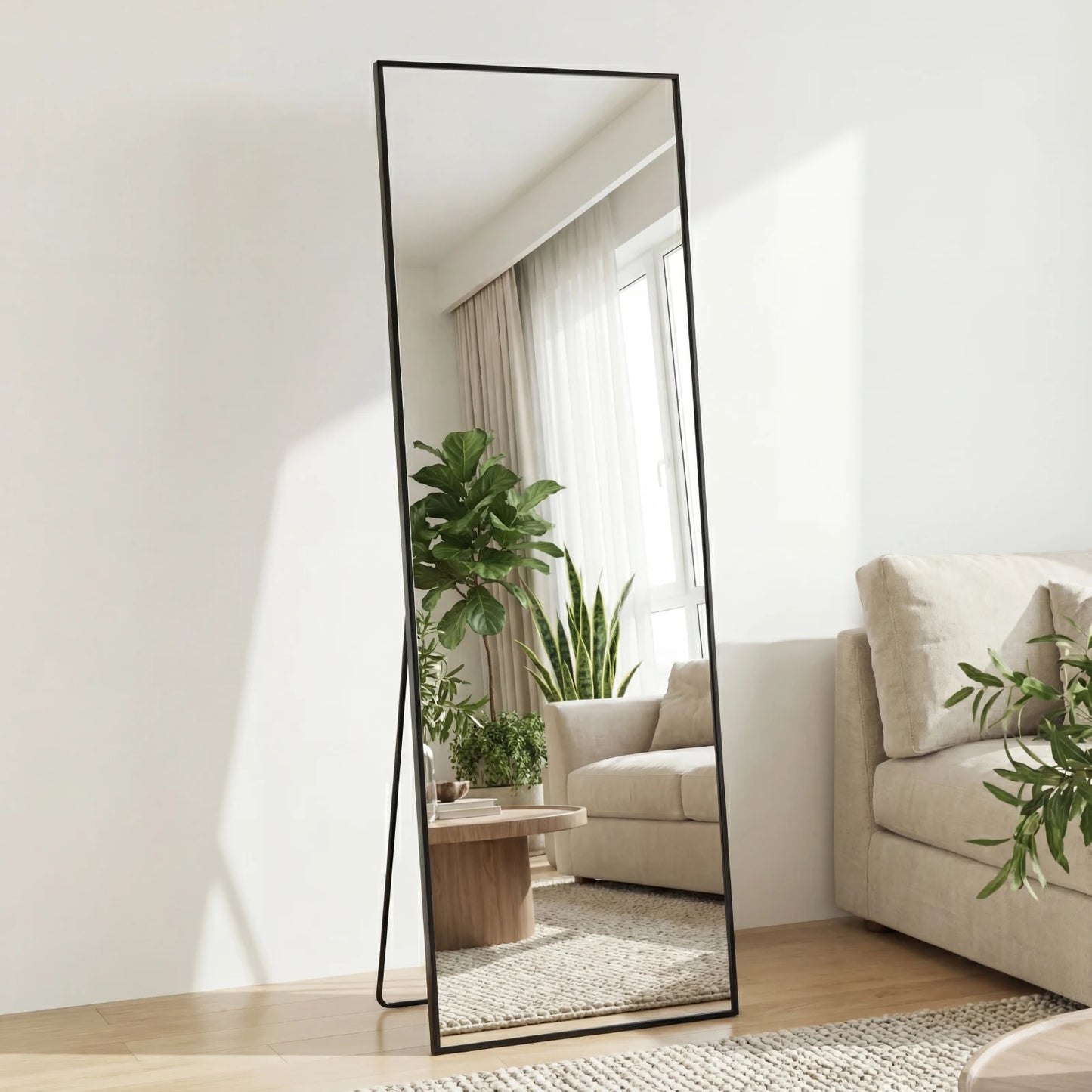 JHK Arched Full Length Mirror With Stand Aluminum Frame For Bedroom by S And B Enterprise