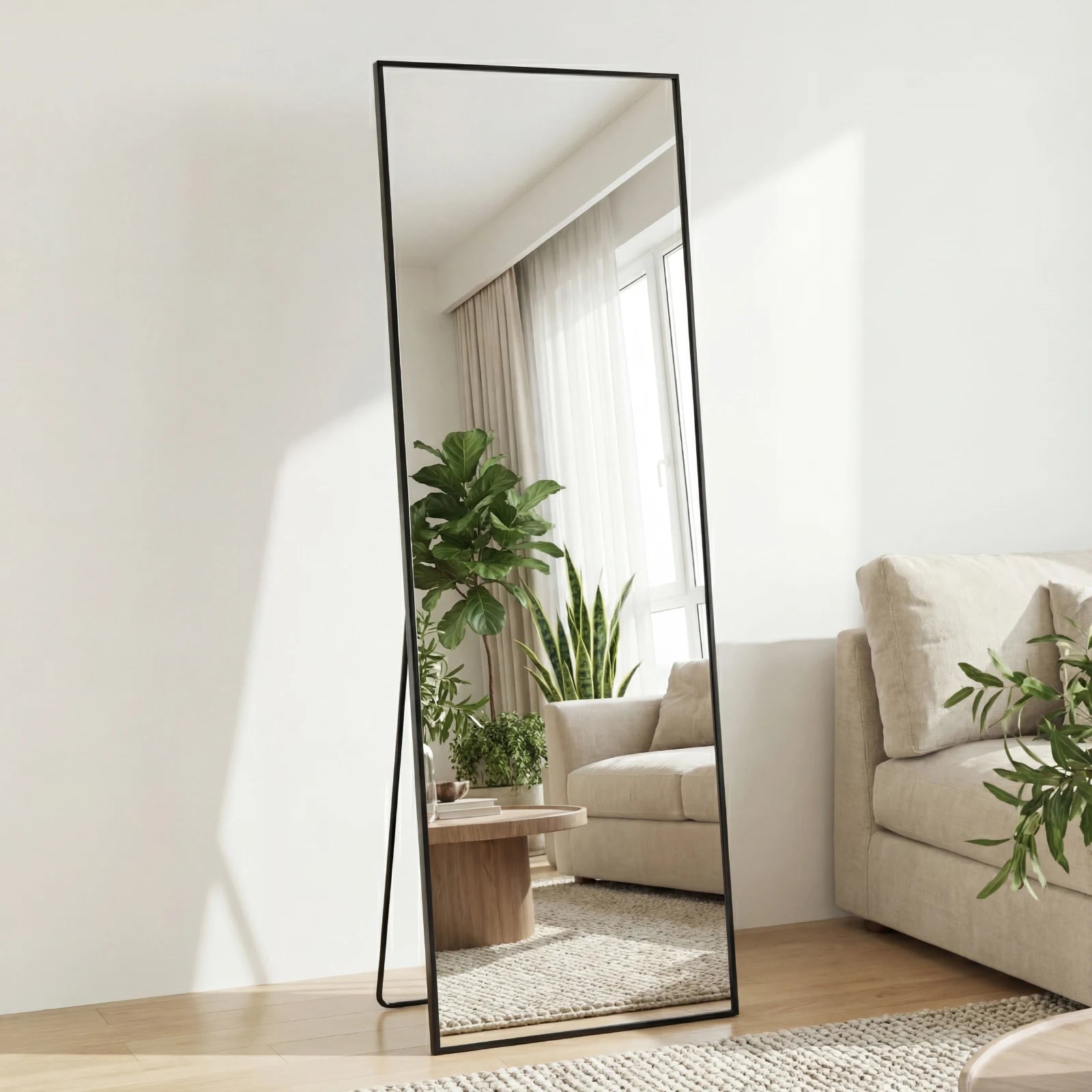JHK Arched Full Length Mirror With Stand Aluminum Frame For Bedroom by S And B Enterprise