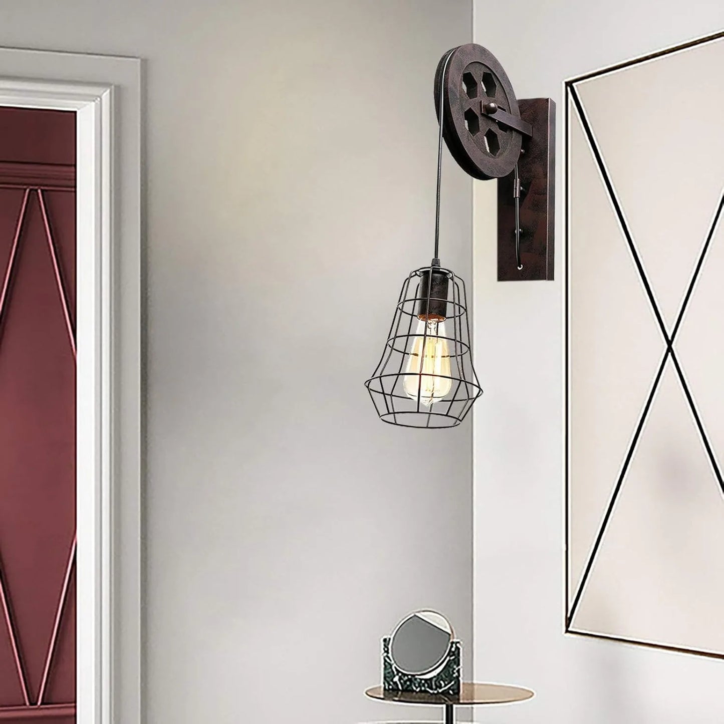 Bymaocar Industrial Wall Sconce Lights Iron Cage Lampshade