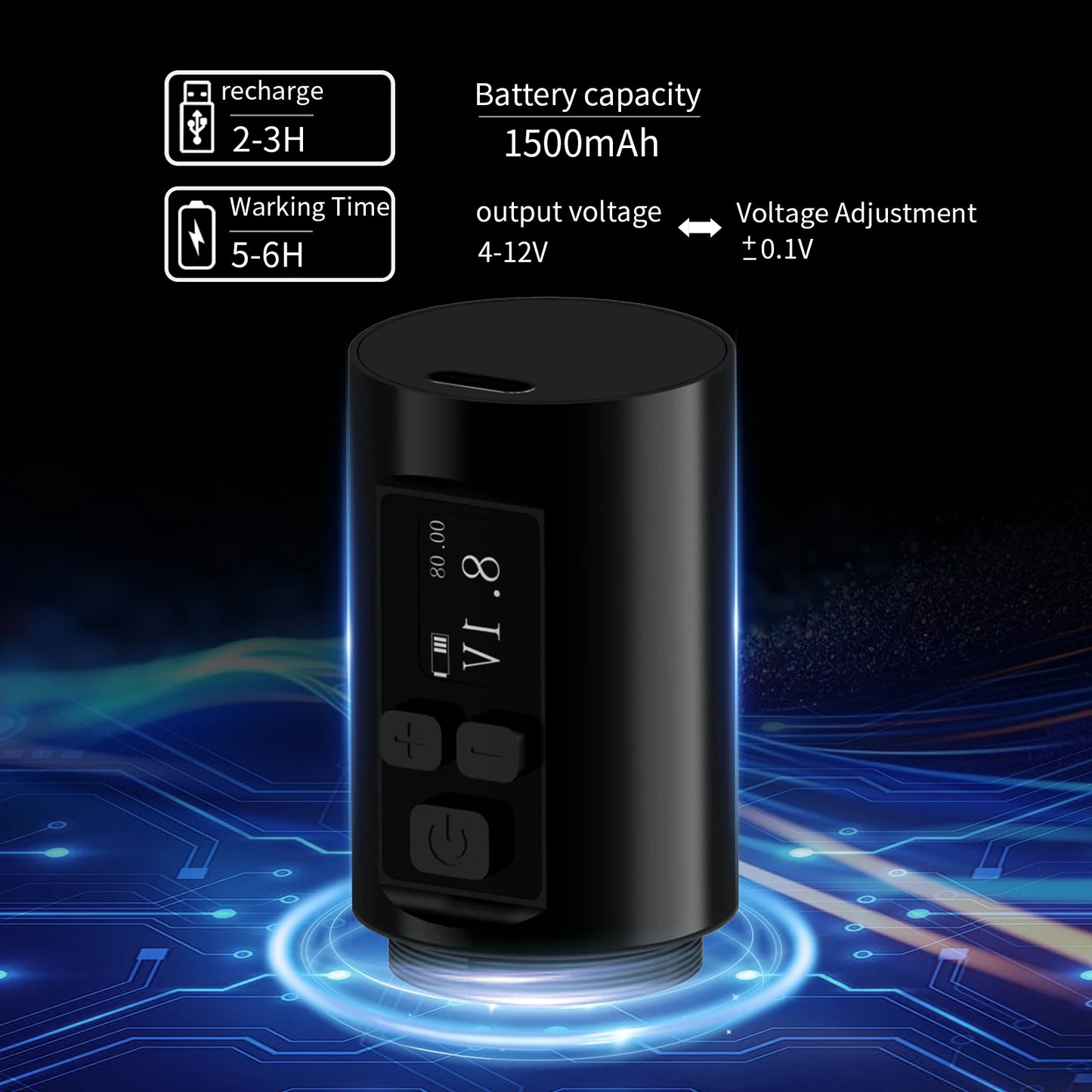 YILONG Wireless Rotary Tattoo Pen Kit With 1500mAh Power Supply