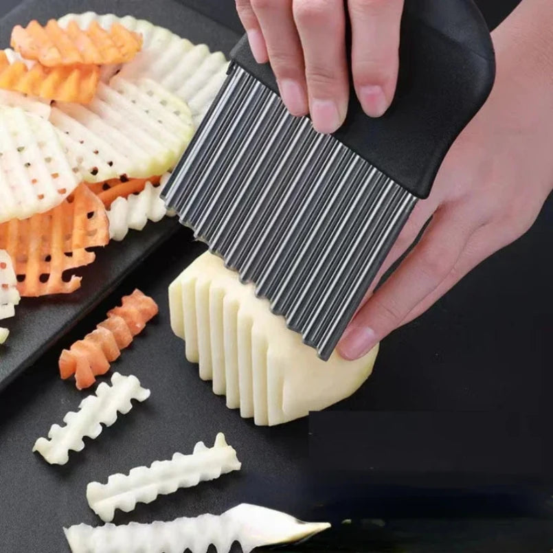 Stainless Steel Wave Knife Potato Cutting French Fry Knife Kitchen Cutter Wolf Fang Tool Potato Knife for Cutting Vegetables by S And B Enterprise