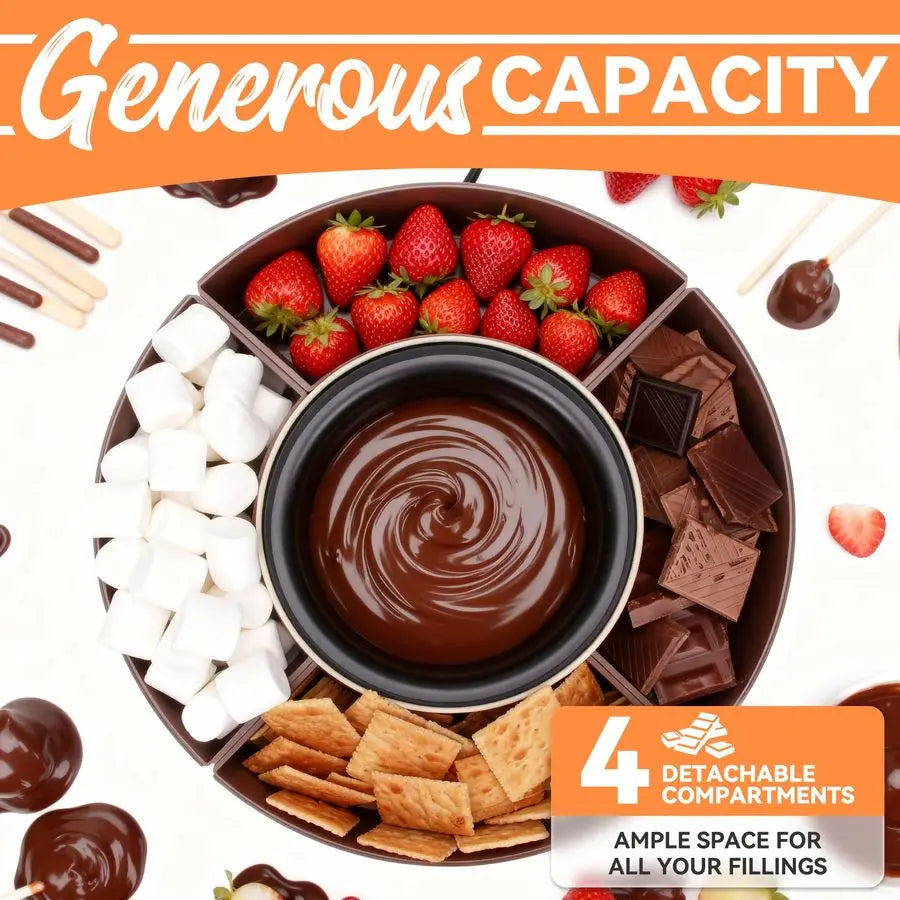 XMSJ Chocolate Fondue Machine 4 Section Electric Warmer
