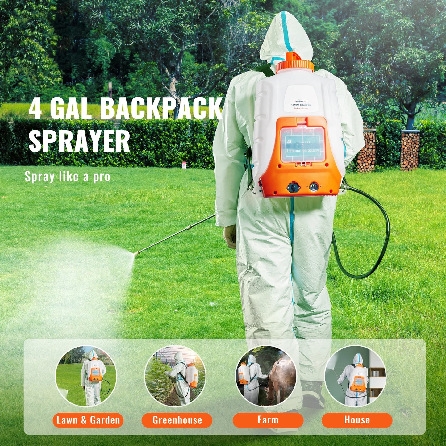 SucceBuy Battery Powered Backpack Sprayer With Adjustable Pressure Nozzles by S And B Enterprise