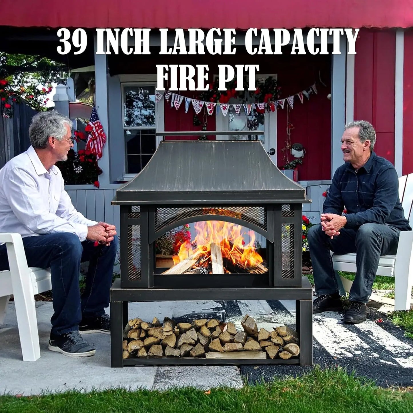 Wood Burning Outdoor Fireplace With Chimney And Spark Screen by S And B Enterprise