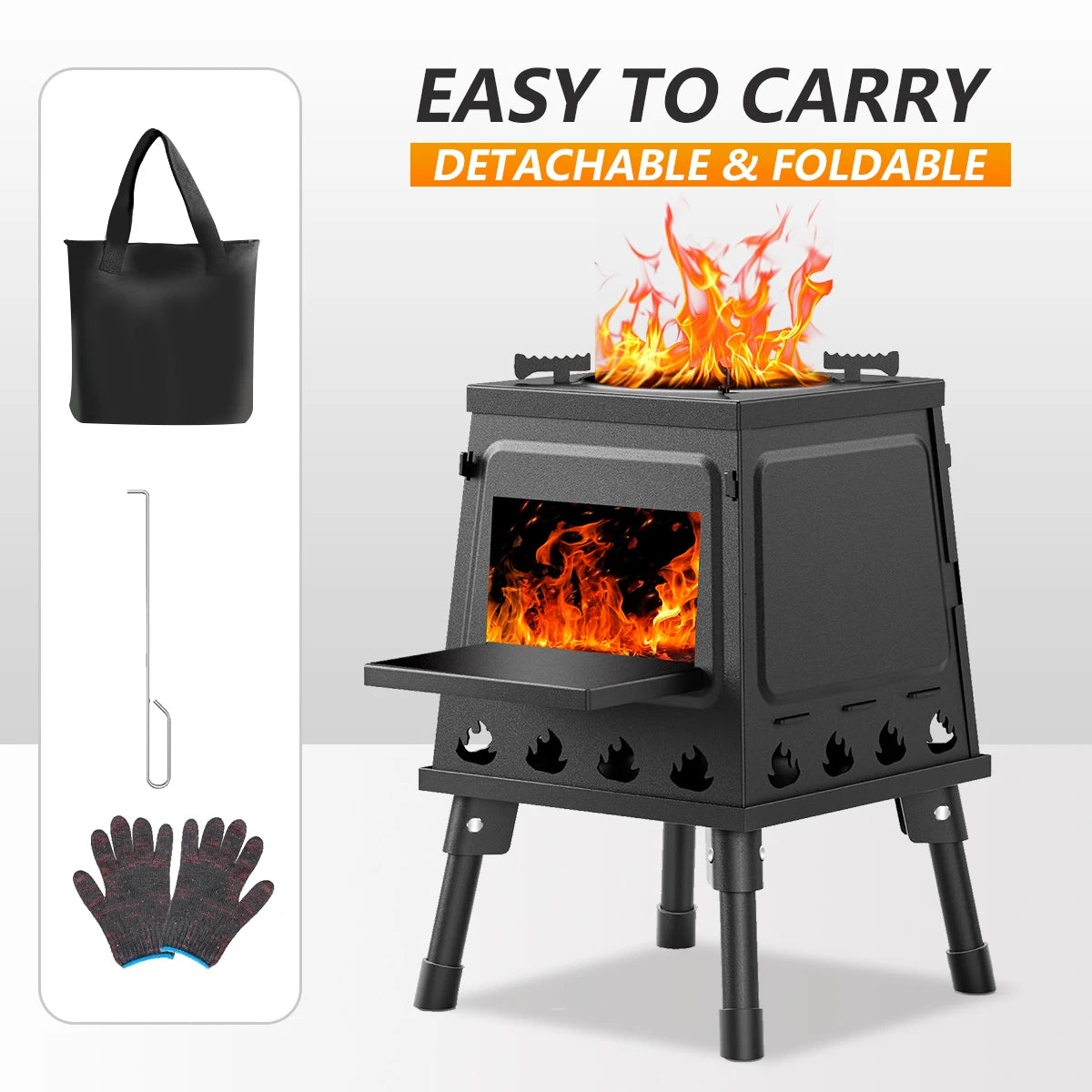 Portable Wood Burning Camp Stove Cast Iron For Outdoor Camping by S And B Enterprise