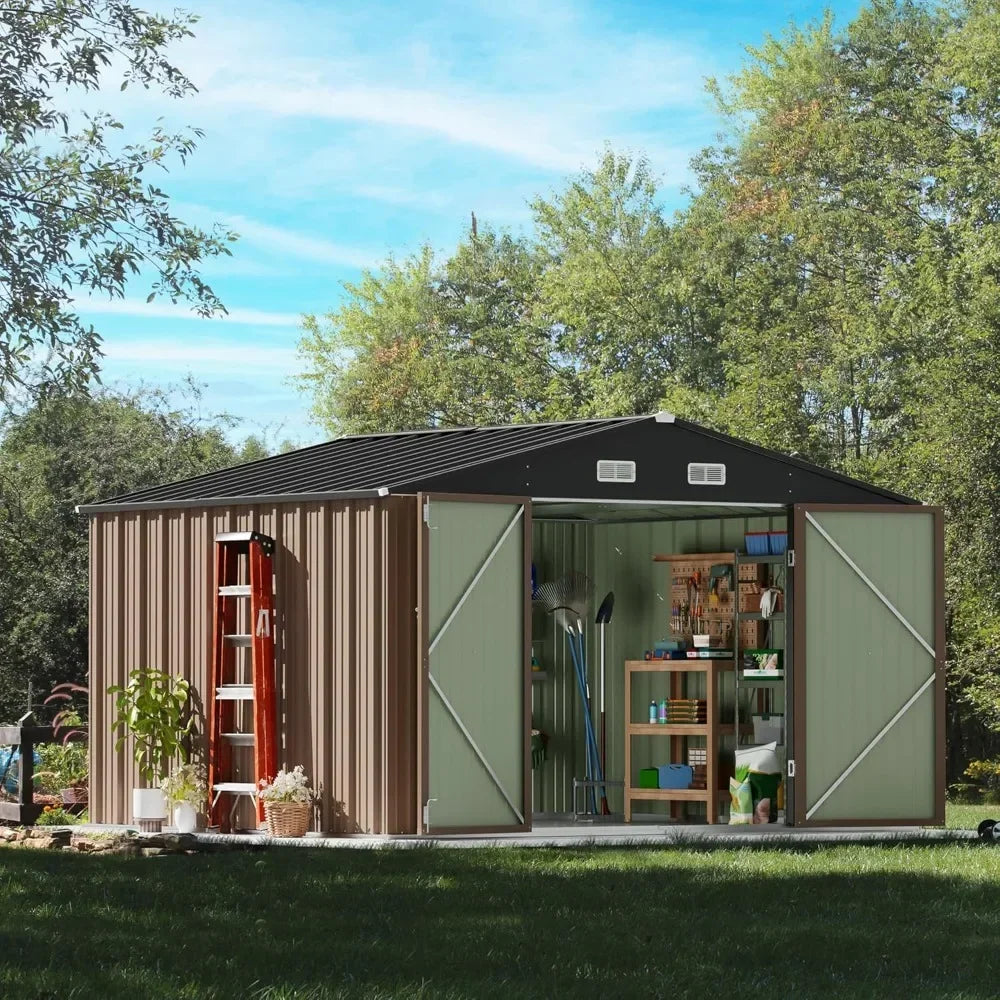 Metal Outdoor Storage Shed With Lockable Door For Garden Tools