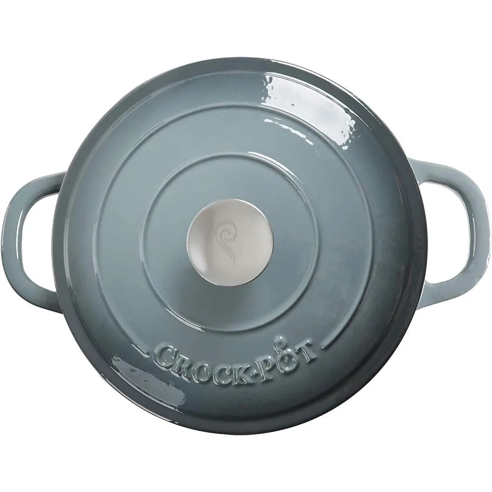 7-Quart Enameled Cast Iron Dutch Oven, Slate Gray, Heavy-Duty for Slow Cooking, Baking, Roasting by S And B Enterprise