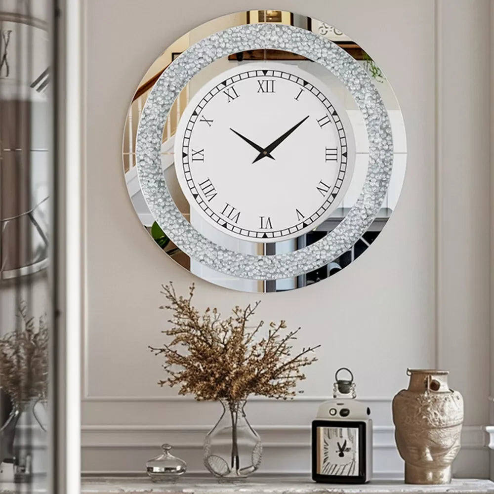 LUVODI 32inch Large Diamond Crystal Modern 3D Wall Clock Living Room Kitchen Bedroom Hall Clock with Roman Numerals by S And B Enterprise