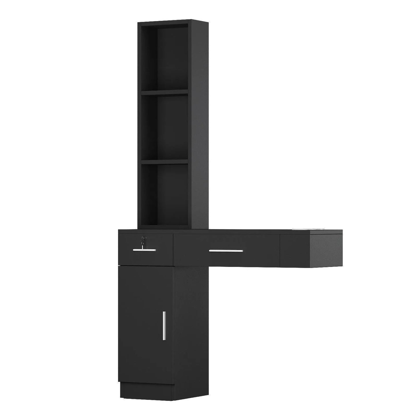 Wall Mount Hair Salon Stylist Station Cabinet Locking Drawer