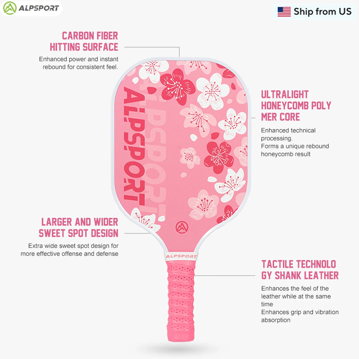 ALPSPORT Sakura USAPA Pickleball Paddle T700 Pro Training Set With 2 Free Balls
