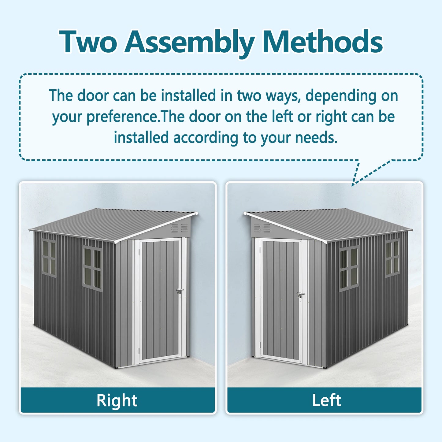LZBEITEM Lockable Galvanized Steel Outdoor Shed Weatherproof Storage