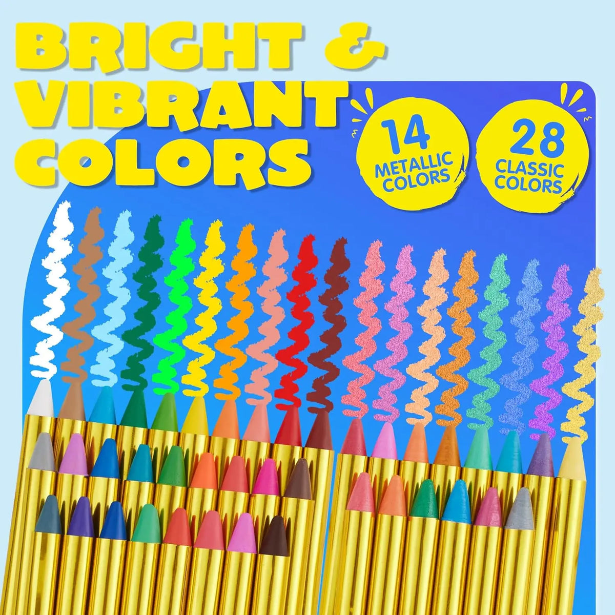 Face and body paint crayon kit by S And B Enterprise; 42 pieces, 14 metallic and 28 classic colors
