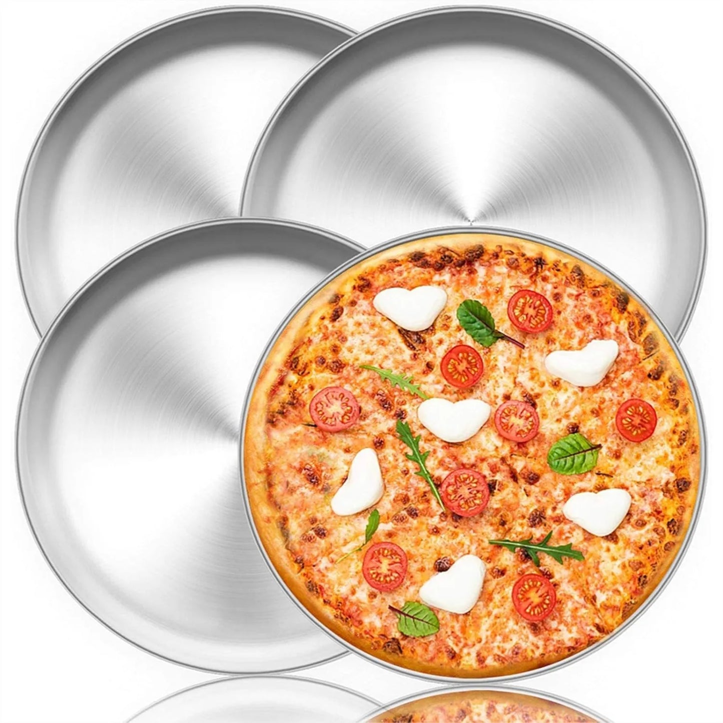 Stainless Steel Pizza Pan Set, Heavy Duty Trays, Dishwasher Safe