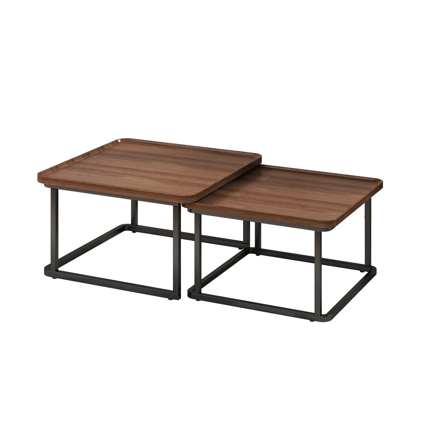 Square Nesting Coffee Tables Set Of 2, Space Saving Small End Table Set For Living Room Bedroom Balcony, Fluted Side Tables Set by S And B Enterprise