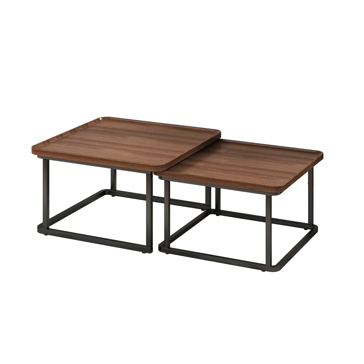 Square Nesting Coffee Tables Set Of 2, Space Saving Small End Table Set For Living Room Bedroom Balcony, Fluted Side Tables Set by S And B Enterprise