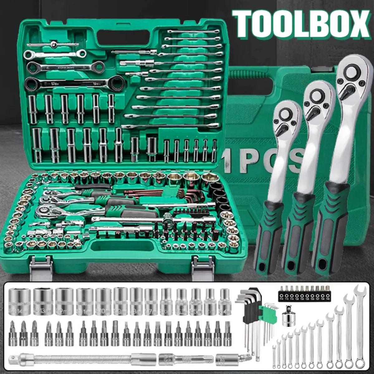 151-Piece Premium Automotive Tool Kit With Ratchet Torque Wrench