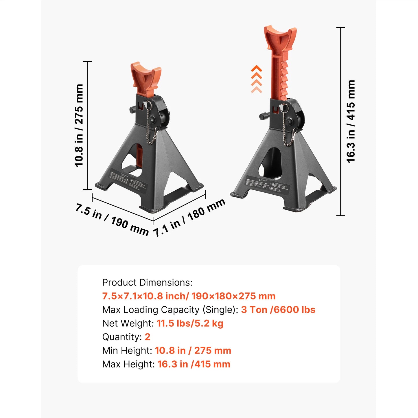 SucceBuy Jack Stands 3 Ton/6 Ton Capacity Heavy Duty Steel Jack Auto Stands with Locking for Lifting SUV Pickup Car and UTV/ATV