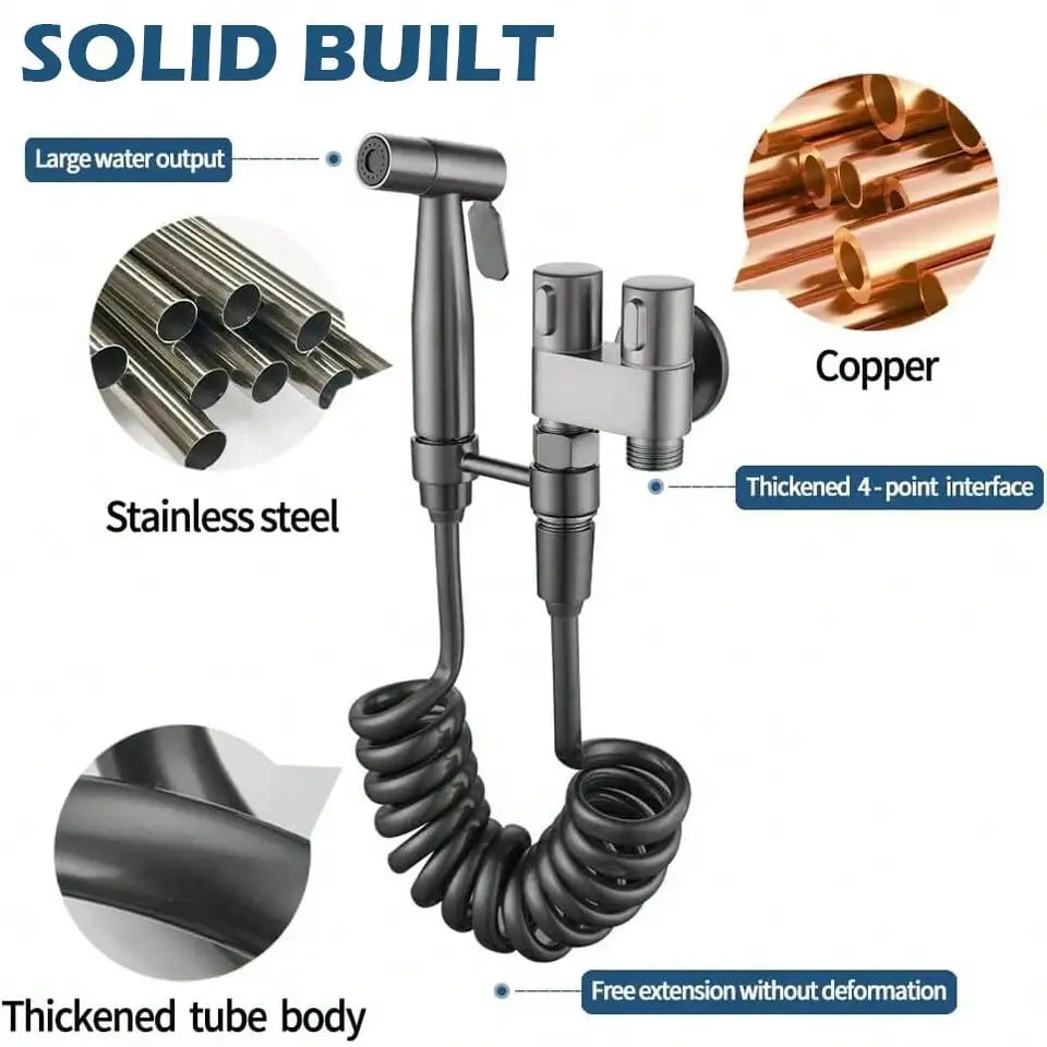 Toilet Bidet Sprayer Shattaf With Angle Valve Hose Hygienic Kit by S And B Enterprise