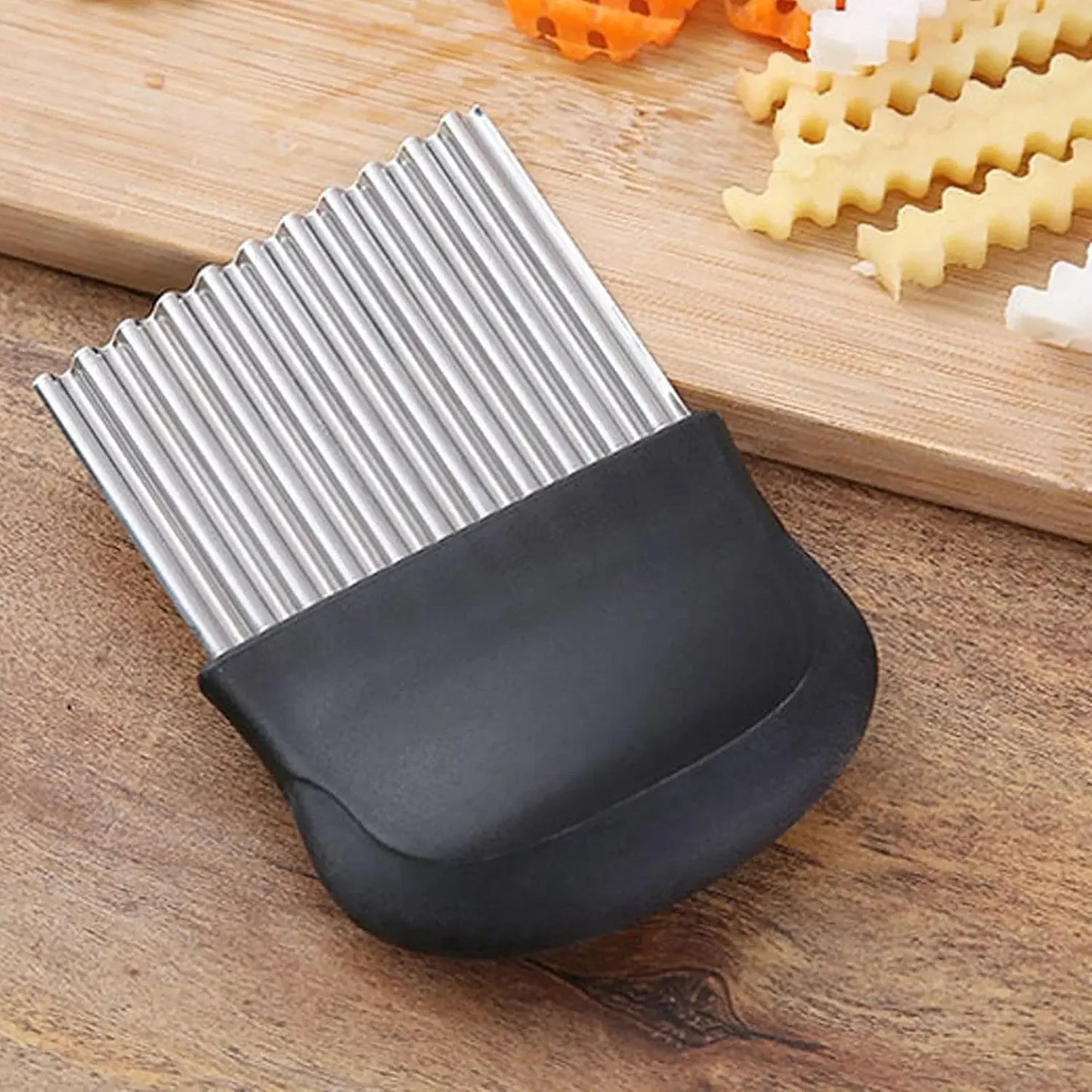 Crinkle Cutter,Upgraded Stainless Steel Crinkle Knife, Safety Kitchen French Fry Chip Cutter by S And B Enterprise